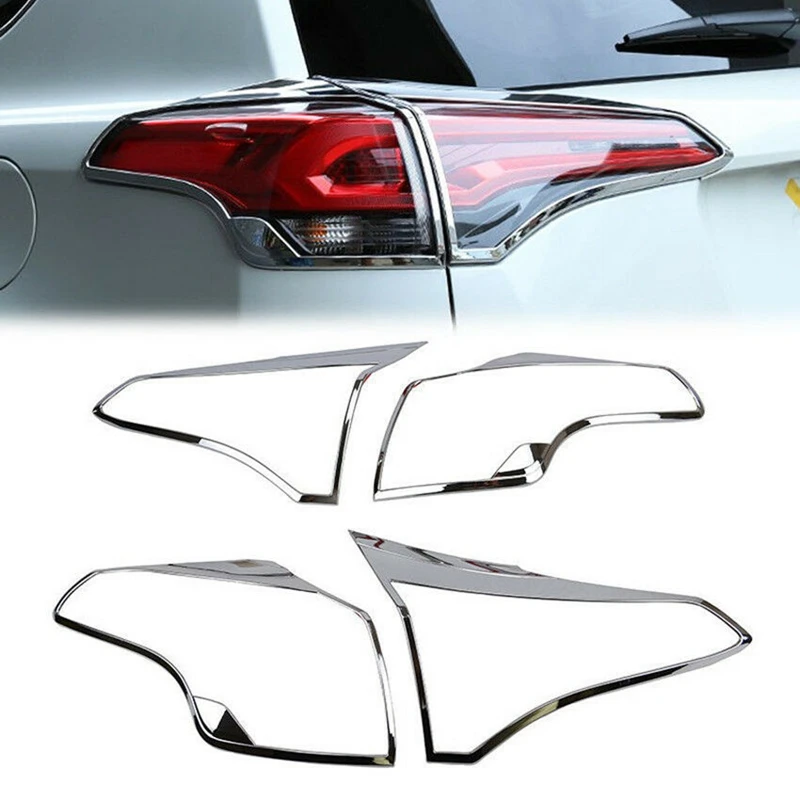 

4Pcs Car Chrome Rear Tail Light Lamp Cover Trim Molding Taillight Modification Dedicated for Toyota RAV4 2016-2018