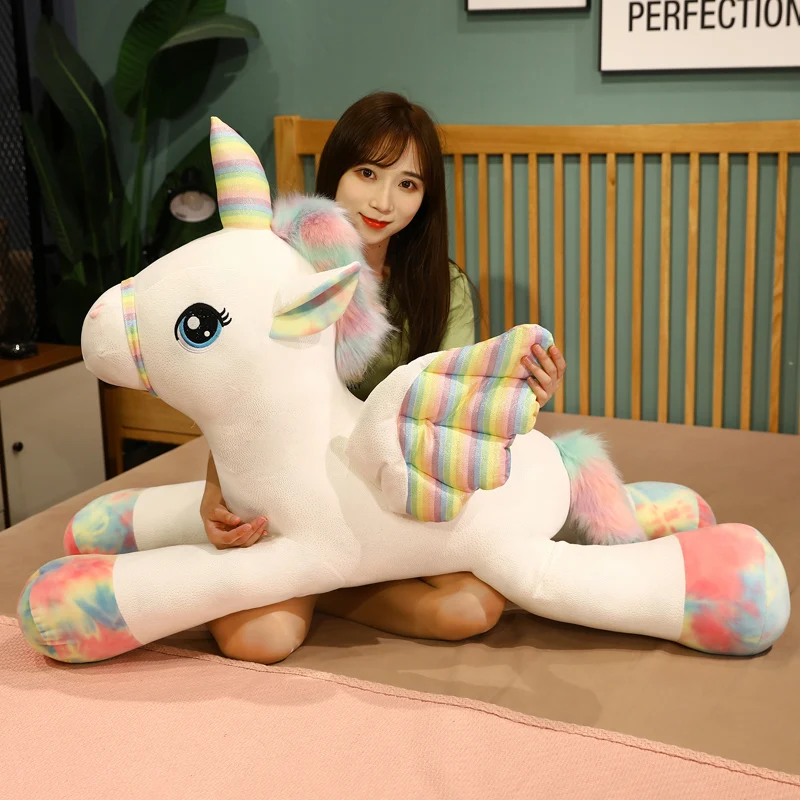 

Cushions Pillow For Sofa Colorful Pegasus Pillow Angel Unicorn Plush Toys Dolls For Kids Birthday Gift Valentine's Day Gifts