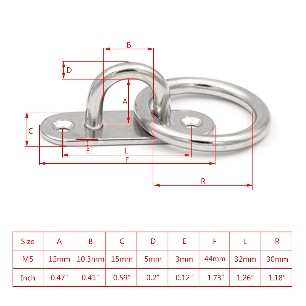 

Ceiling Wall Mount Hook Heavy Duty Pad Eye Plate 304 Stainless Steel for Yoga Hammocks /Boat Equipment accessories