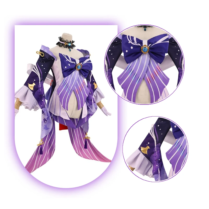 ROLECOS Genshin Impact Kokomi Cosplay Costume Sangonomiya Kokomi Cosplay Costume Women Dress Halloween Full Set with Headwear