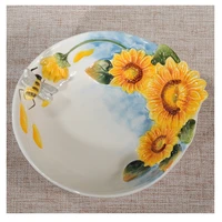 sunflower ceramic dried fruit plate bowl candy storage tray wedding decoration living room soap tray bathroom supplies key plate