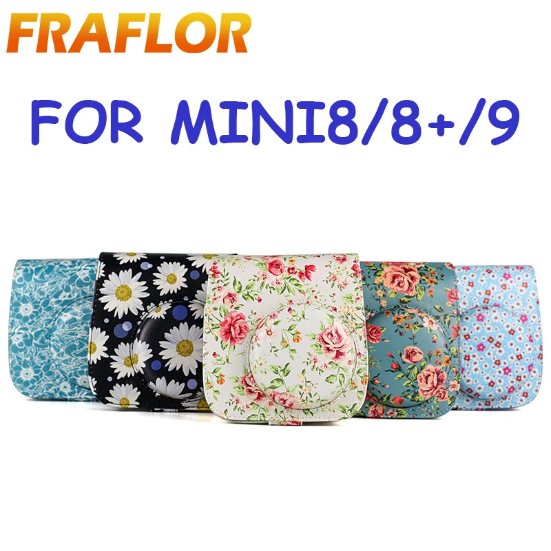 Компактный чехол из искусственной кожи с цветочным рисунком для камеры Fujifilm Instax