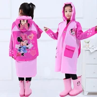 disney pink minnie kids raincoat cartoon inflatable hat poncho boys children frozen raincoat gift high quality