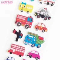 mixed cartoon bubble stickers transport cars children kids girls boys stickers decoration christmas gift wholesale 6pcs