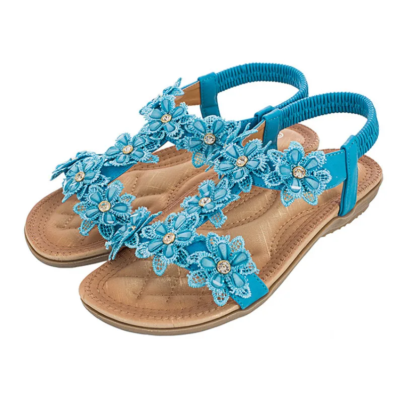 Модные женские сандалии большого размера с цветами удобная мягкая обувь на