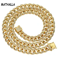 mathalla 12mm large miami cuban chain necklace with aaa cubic zircon fashion hip hop accessories men%e2%80%99s necklaces as a gift