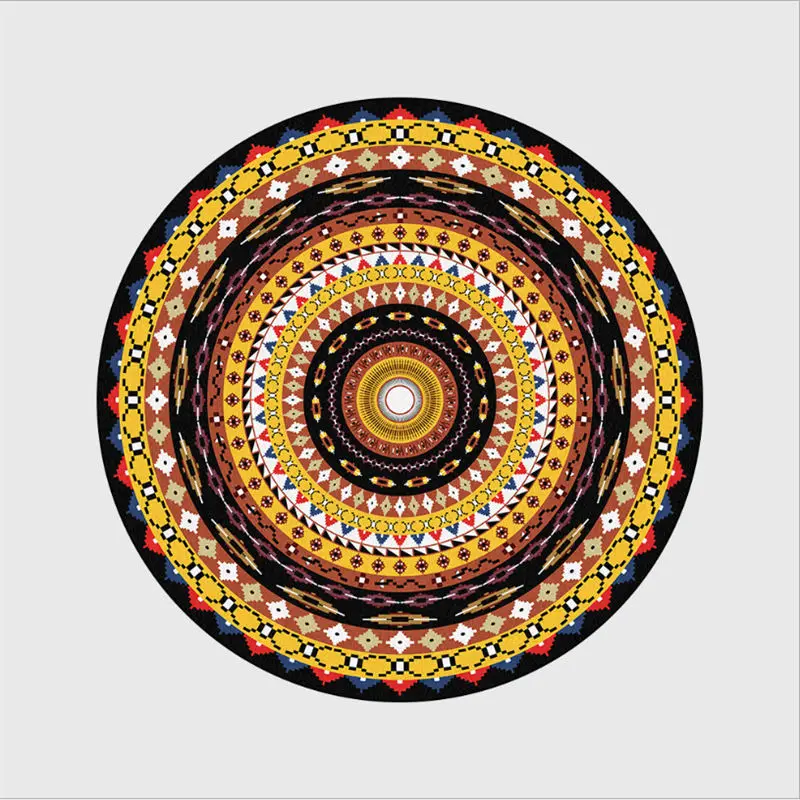 

Rugs and Carpets for Home Living Room Retro Yellow Circle Pattern Round Rug Rugs for Children Rooms Rugs for Bedroom