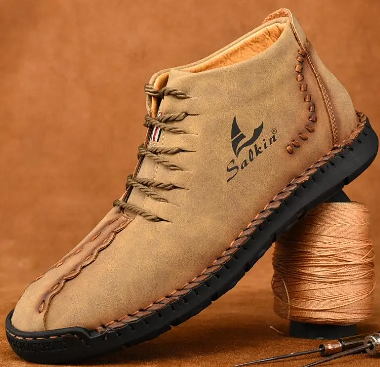 Ботинки Martin на мягкой подошве зимние мужские ботинки ручной работы кожаные