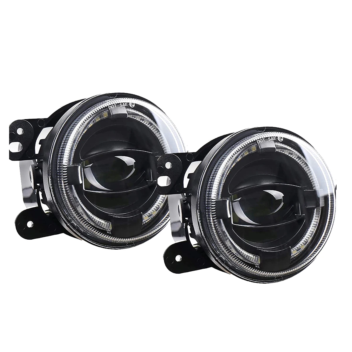 

4 Inch Led Fog Light With White Halo Ring Lamps Projector Freedom Edition For Wrangler Jk Jku To Jl