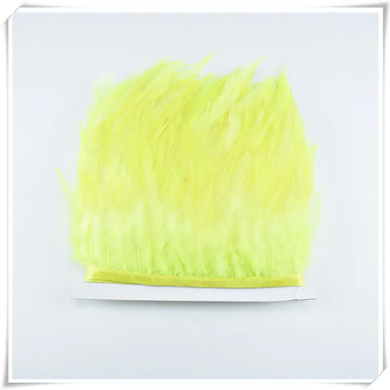 Fluorescent green 1 ярд, 8-10 см, седло, перья петуха, отделка, рукоделие, украшения из перьев, качественная одежда, перья для рукоделия - Цвет: Fluorescent green