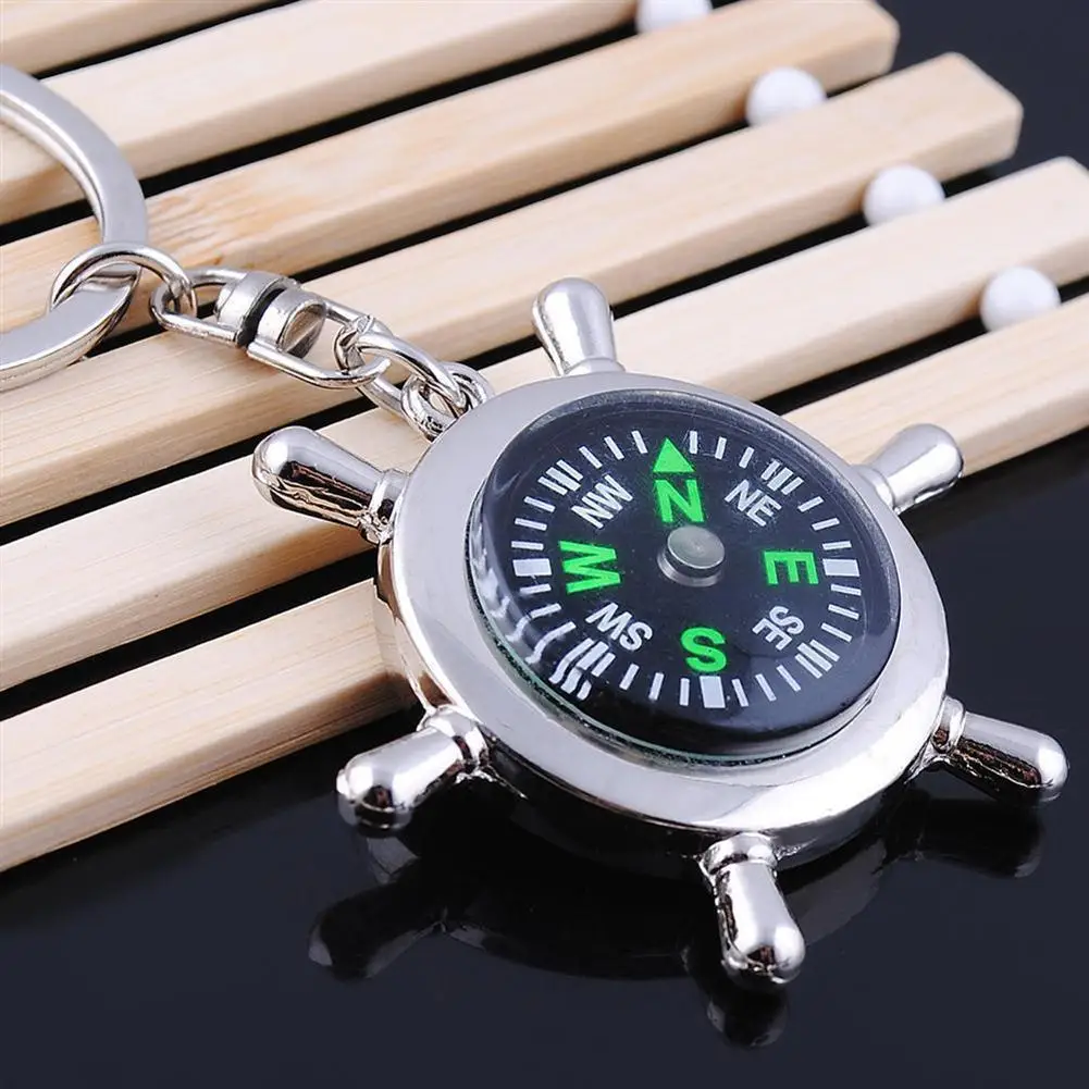 

Mini Portable Zinc Alloy Ship Helm Navigation Compass Keychain Pendant Gift Travel Compass Design Keychain Fashion Gifts birthda