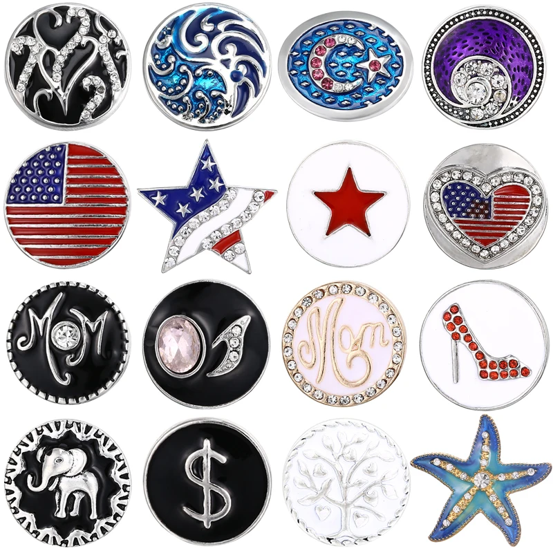 Масляные капающие кнопки с флагом США 18 мм/20 мм Кристальные пуговицы ювелирные