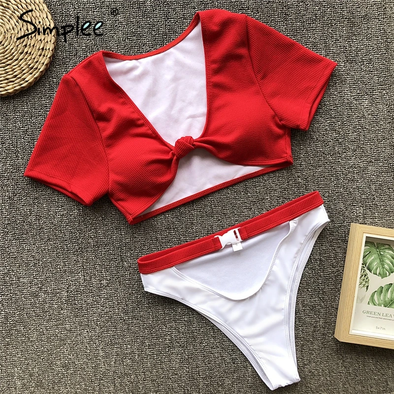 Раздельный женский купальник Simplee сексуальный комплект с глубоким вырезом в