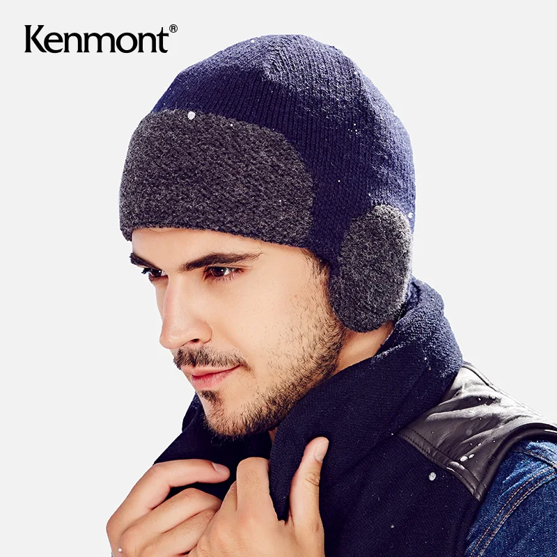 

Men's winter hat blended knitted hat warm ear protection hat Pullover Ski Hat Baotou wool hat