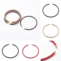 10pcs mixed colors braided stainless steel wire bracelets bangles with golden end caps for women girl bracelet findings