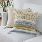 Синий, желтый, розовый Чехол на подушку с кисточками, марокканский Стильный чехол для подушки, тканый для украшения дома, диван-кровать 45x45cm