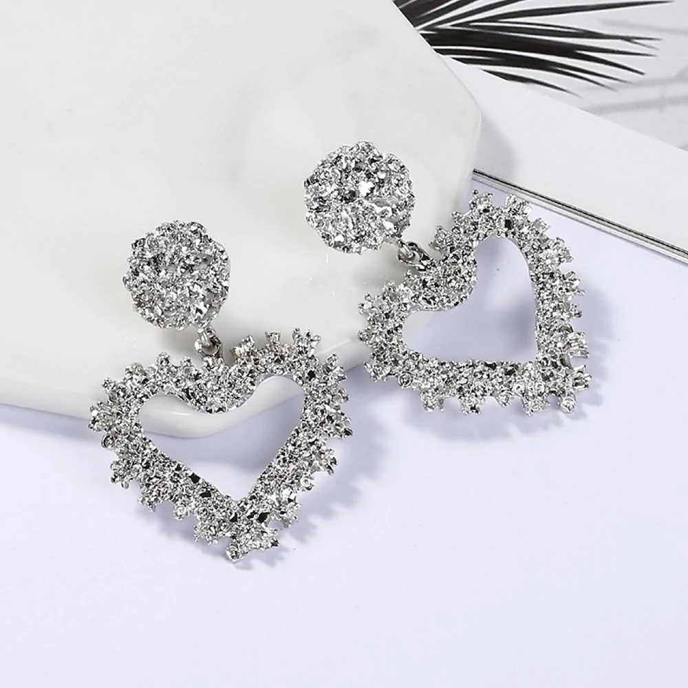 Западные стильные современные золотые серьги для женщин геометрические сердца