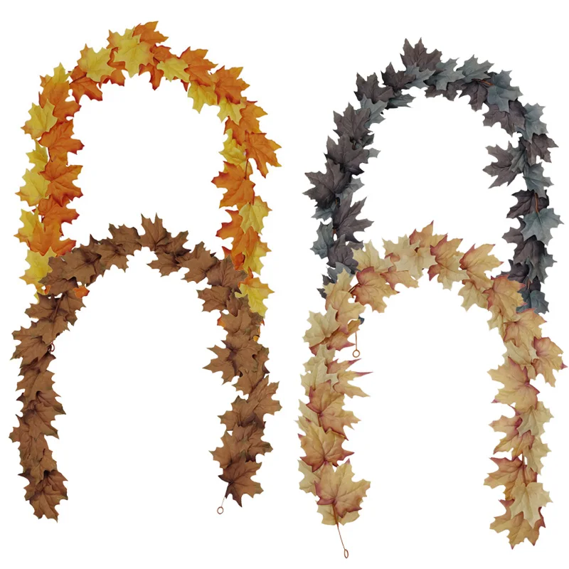 Искусственная гирлянда из кленовых листьев настенное украшение на дерево