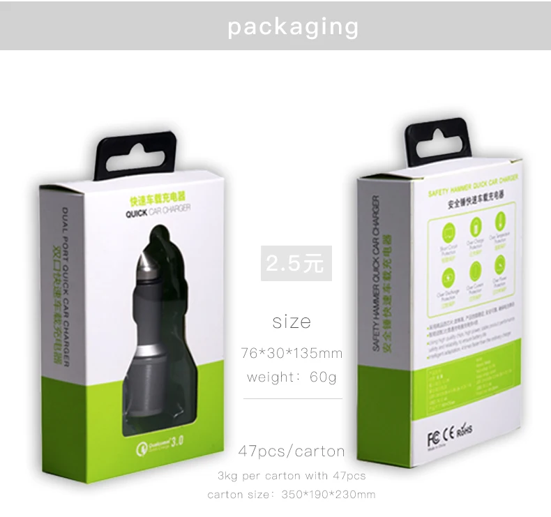 HKHUIBANG USB Car Charger Quick Charger QC 3.0 For iPhone 11 Pro Xiaomi Huawei Samsung Fast Charging Phone Charger