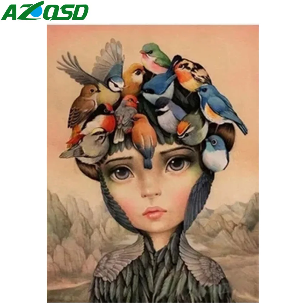 

AZQSD Diy Oil Painting Drawing On Canvas Girl Hand Paind Kit Canvas Painting By Numbers Portrait Living Room Decoration
