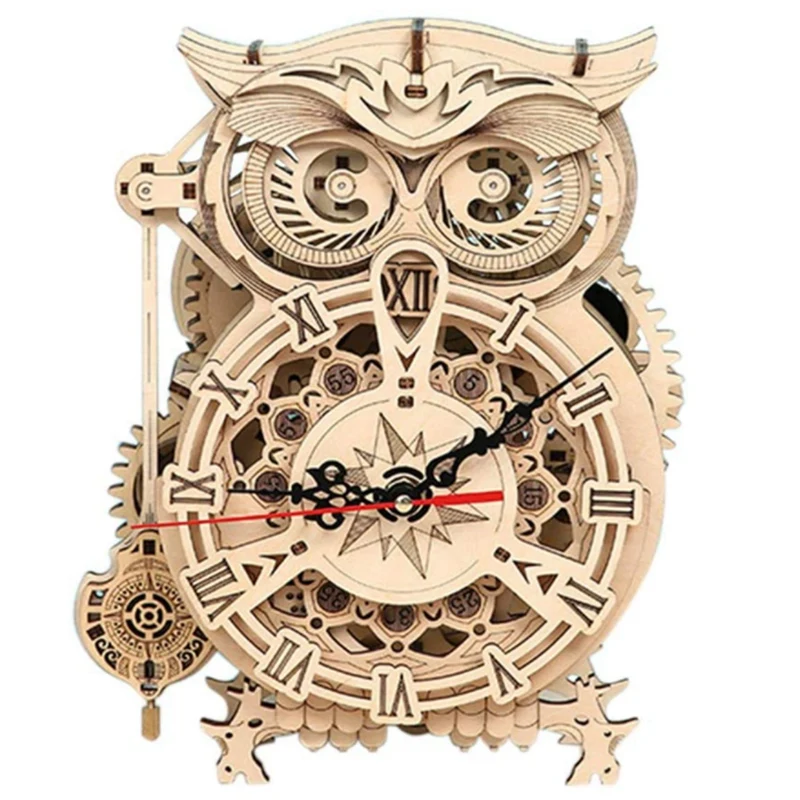 

3D Wooden Puzzles Clock DIY Owl Clock Model Kit with Timer, Animal Shaped Clock Unique Desk Clock Home Decor for Kids