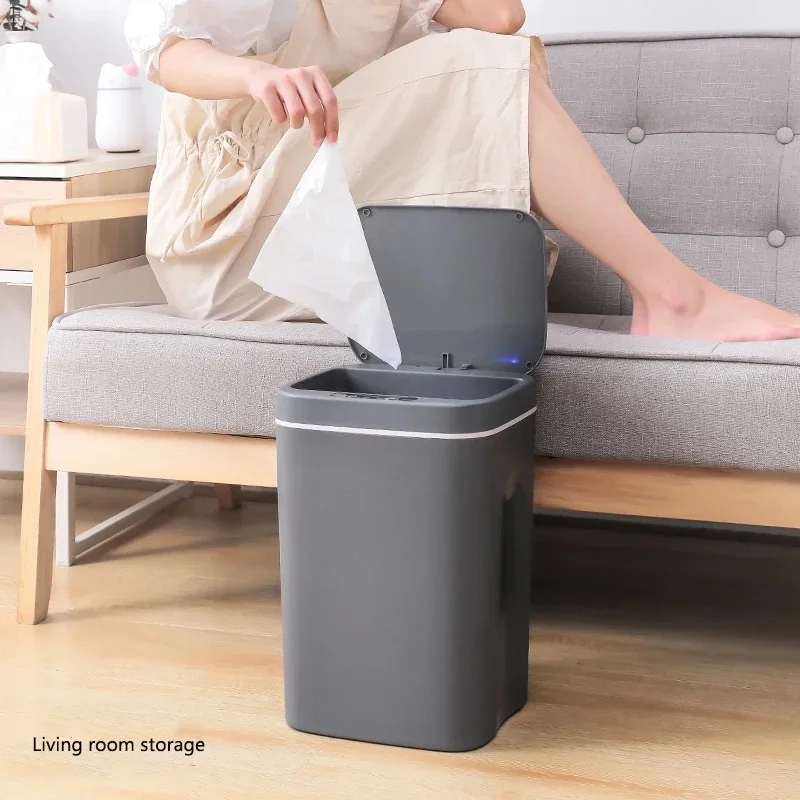 intelligent trash can automatic sensor dustbin smart sensor electric waste bin home rubbish can for kitchen bathroom garbage free global shipping