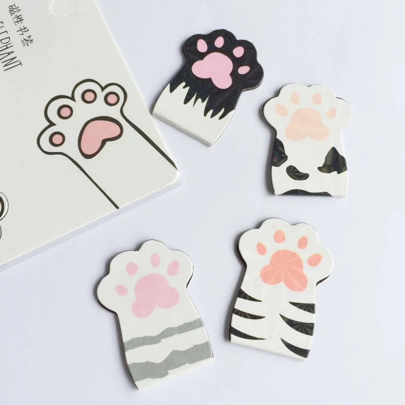

4pcs/Set Kawaii Cat Paw Magnetic Bookmarks Books Marker of Page Stationery School Office Supply Student Prize