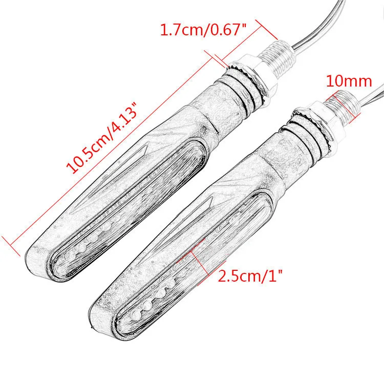2Pcs 12V Motorcycle LED Turn Signal Indicator Light Yellow Blinker Lamp Universal Flexible Bendable Flasher Motorbike Part |