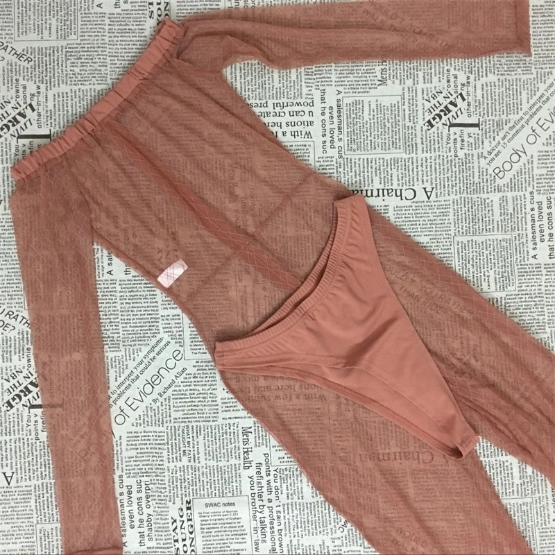 Комбинезон женский сетчатый с длинным рукавом и открытыми плечами |