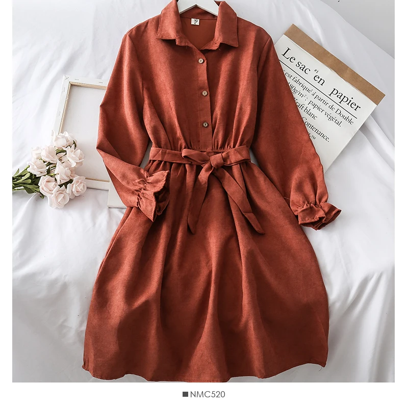 Зимнее шикарное платье трапециевидной формы свободное винтажное платье-рубашка