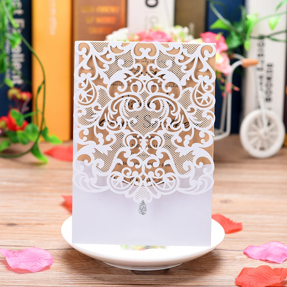 Блестящие свадебные приглашения в кружевном стиле для акции свадьбы дня