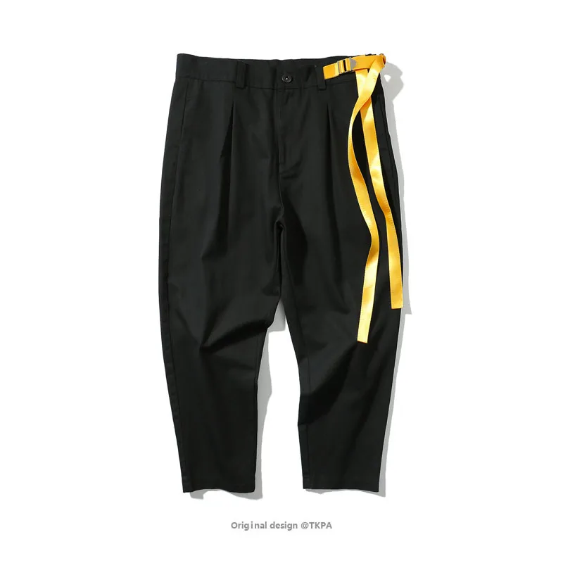 Мужские однотонные ленты повседневных штанов шароваров Мужская модная обувь в