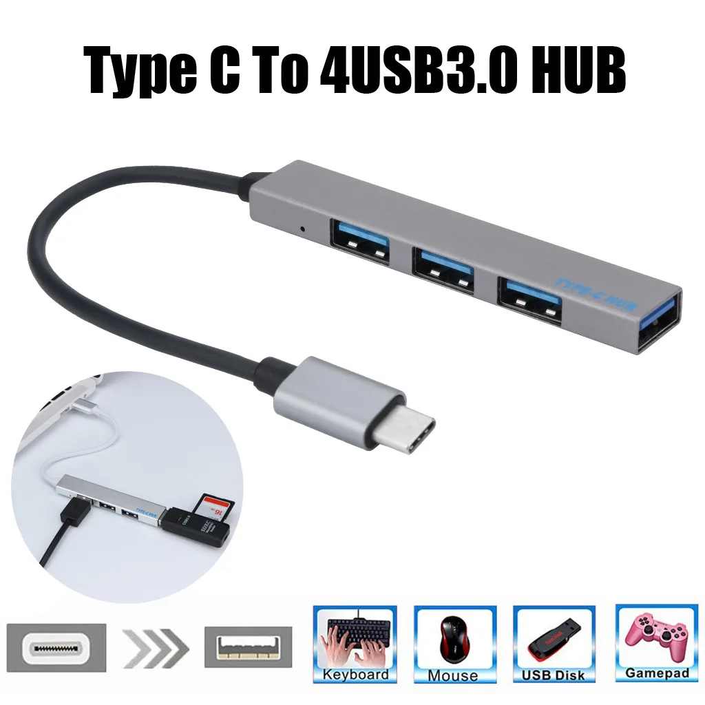 USB C концентратор 3 0 1 Тип 4 порта разветвитель адаптер OTG флэш накопитель для Xiaomi