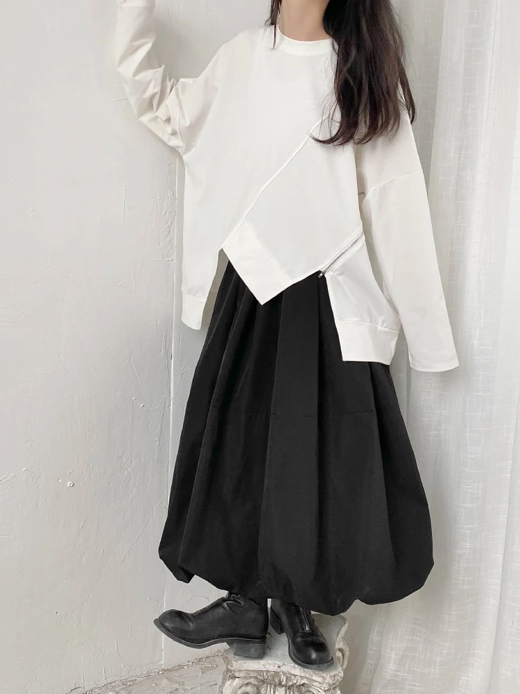 Женский Летний Новый асимметричный пуловер на молнии с круглым вырезом