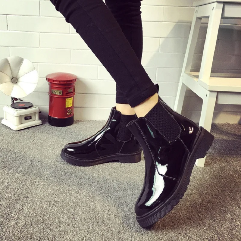 Женские ботинки челси из лакированной кожи Размеры 35-40 | Обувь