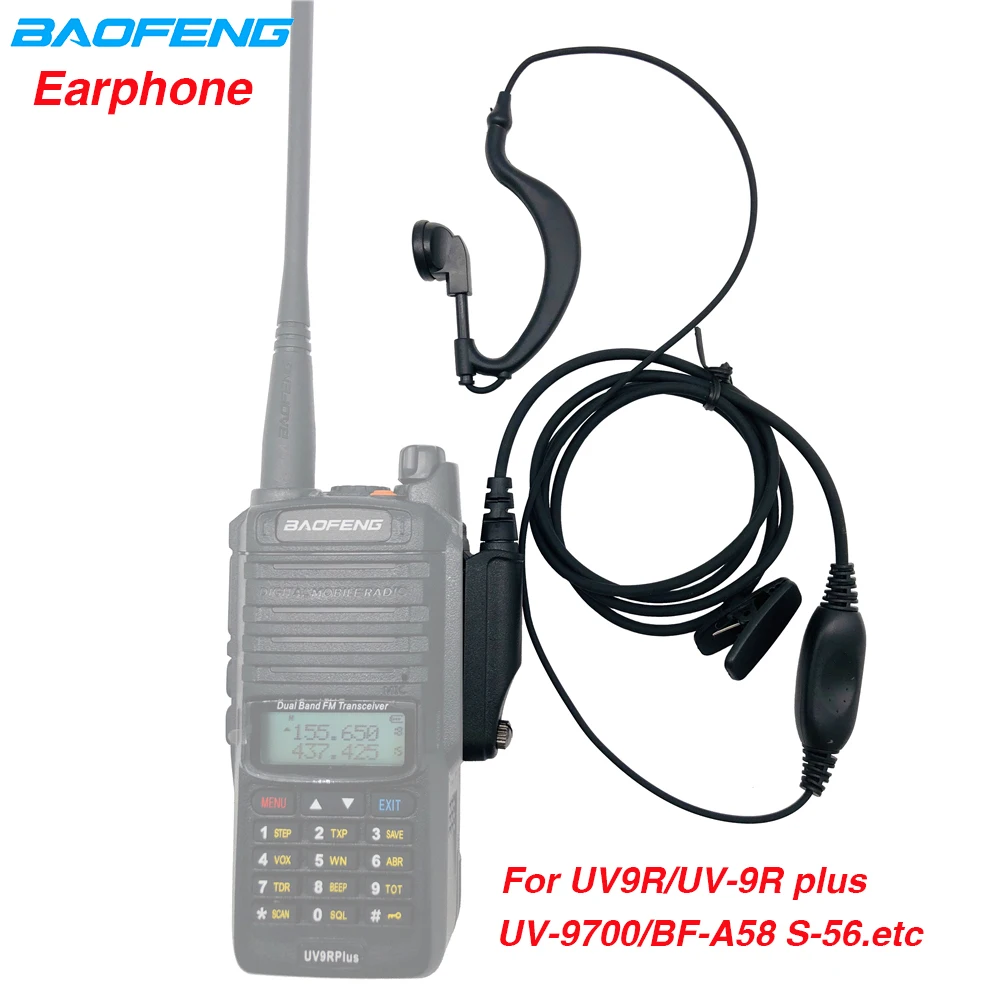 baofeng uv 9r plus earpiece waterproof headset earphone for baofeng walkie talkie uv 9r bf 9700 bf a58 uv 9r plus two way radio free global shipping