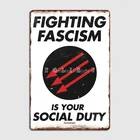 Файтинг-фашизм-ваша социальная служба, металлический плакат с табличкой, клубный кинотеатр, дизайнерская роспись, оловянный плакат с знаком