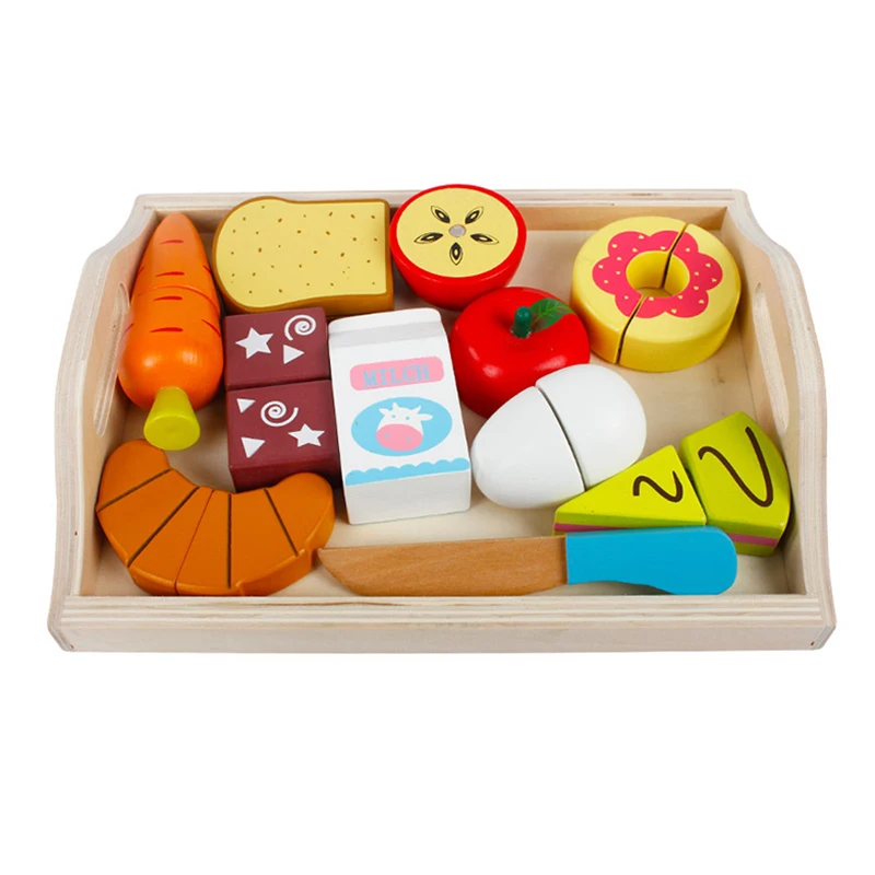 Деревянные игрушки ролевые игры набор еды для детей игра на кухню режущая