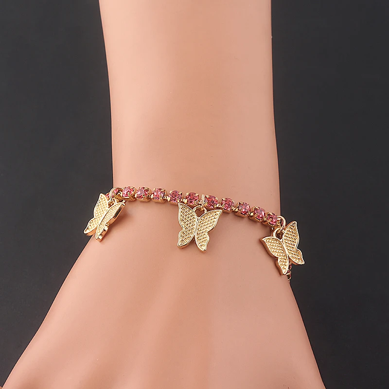 

The New Charm Temperament Small Butterfly Pendant Bracelet Trendy Bead Chain Bangles Bracelets Je welry Accessories for Women