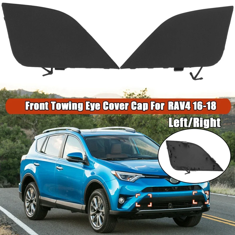

Left & Right Front Bumper Tow Hook Towing Eye Cover Cap for Toyota RAV4 2016-2018