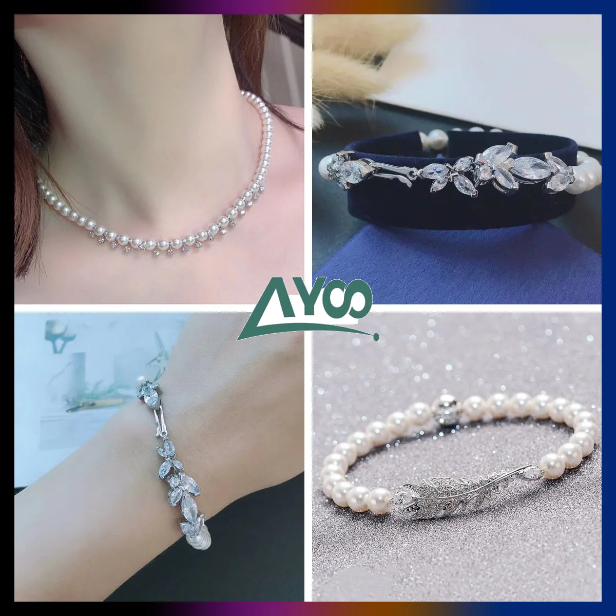 

SWA Fashion Jewelry High Quality 1:1 Charm Luxury Pearl Feather Leaf Crystal Magnetic Clasp Necklace Female Romantic Gift