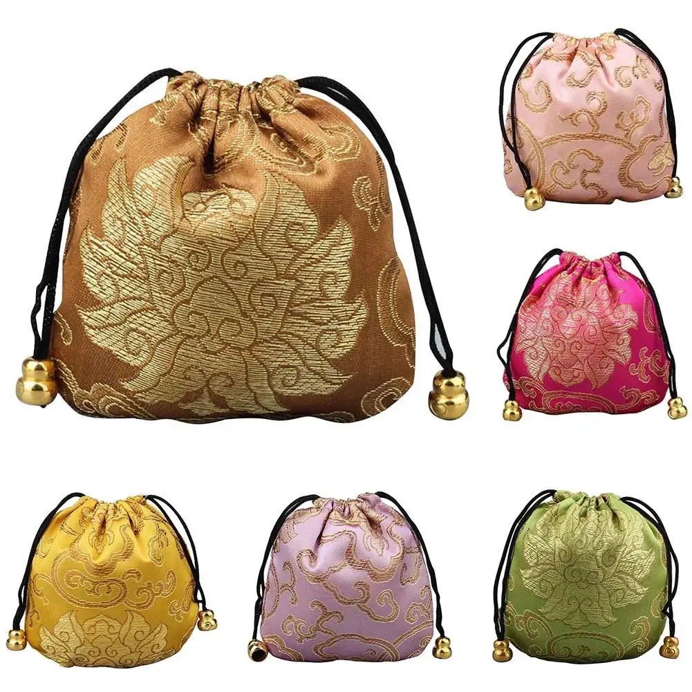 HOT SALES！！！Bright Color Chinese Good Lucky Bag Auspicious Cloud Design Storage Gift Pouch