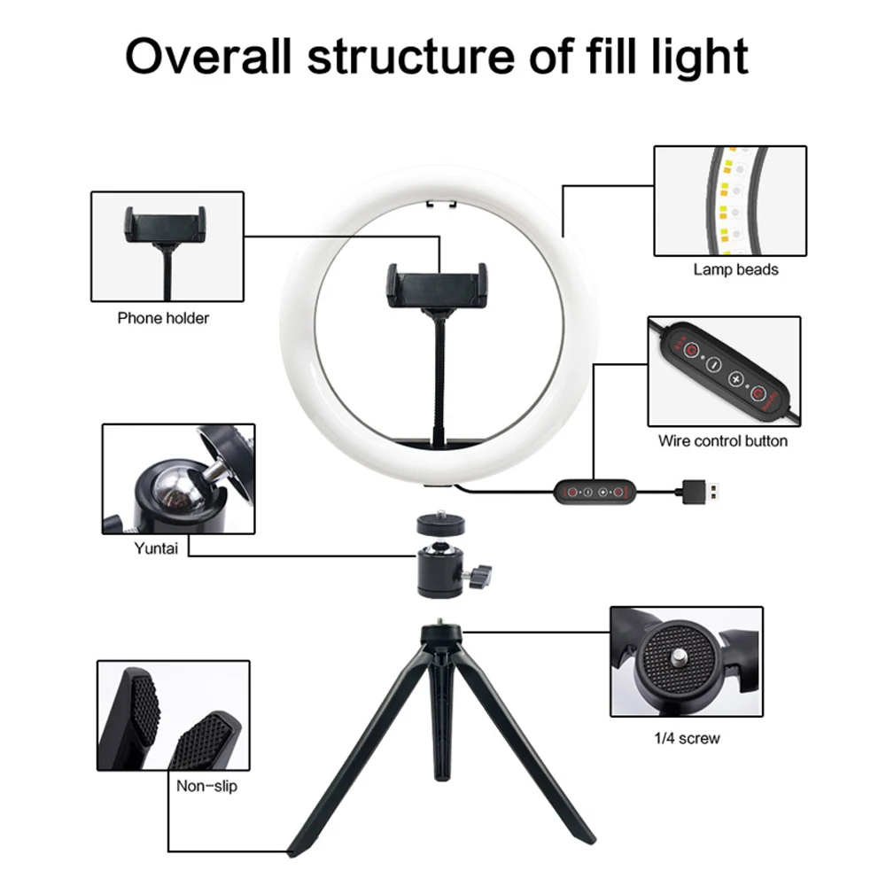 

New 10 Inch Led Ring Light l Selfie Ring light with Tripod Stand Profissiona Makeup Lamp Video Studio For Youtube Tik Tok