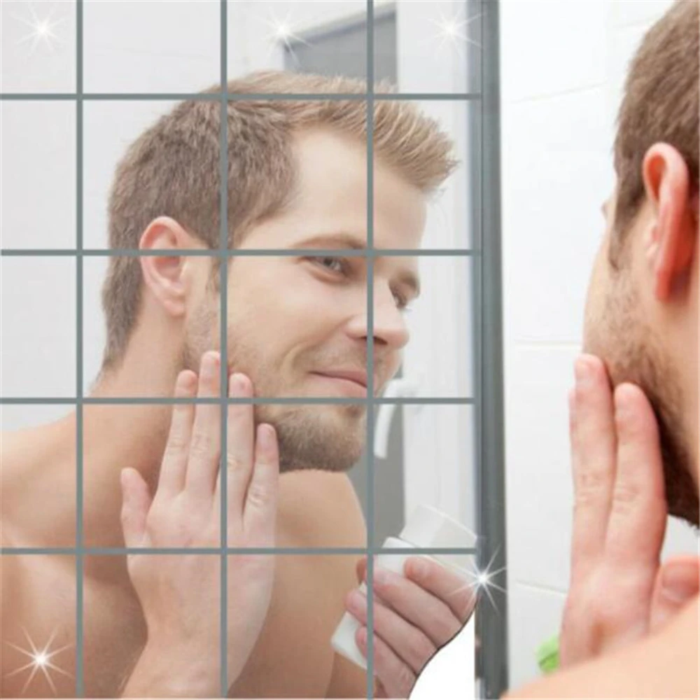 Самоклеящаяся 3D-зеркальная Наклейка на стену квадратная наклейка украшение для