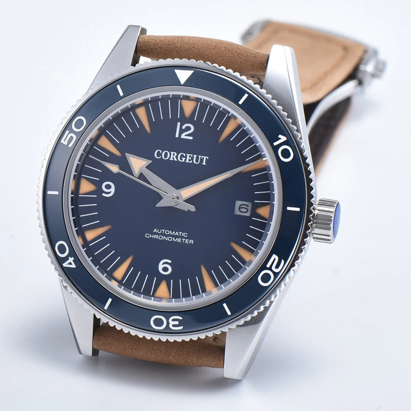 Мужские спортивные водонепроницаемые механические часы с синим циферблатом и