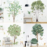 plant tree wind chimes wall stickers green leaf cat wall decals stickers for bedroom living room background kitchen decoration