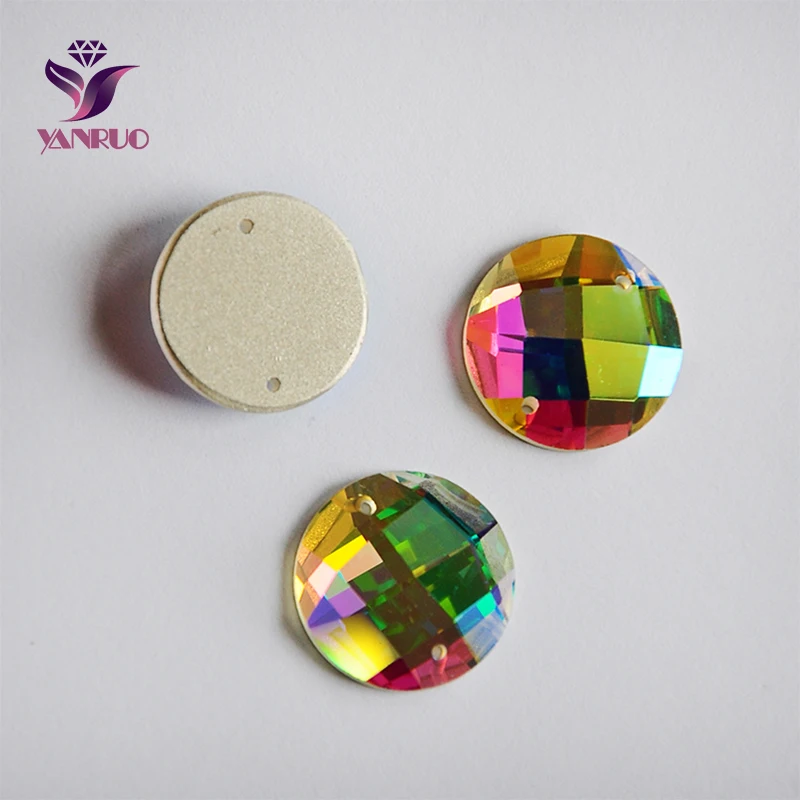 

YANRUO 2015TH Round Big Size Glass Mirror Crystals AB Rhinestones for DIY Gemas