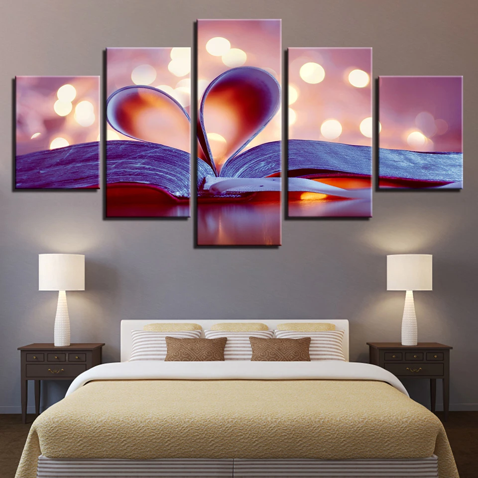 

Wall Art Modular Canvas Pictures 5 Panel Heart Landscape Modern Style Home Decorative Paintings Prints Poster Living Room Frame