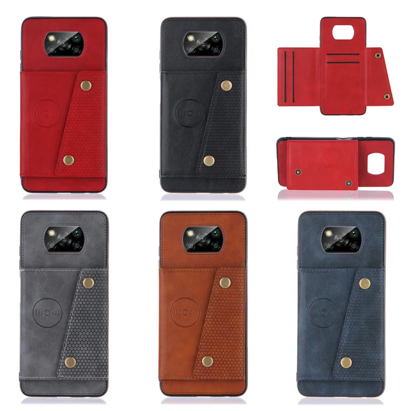 

Vintage Leather Phone Cases For Poco X3 NFC Magnetic Attraction Case For Pocophone Poco X3 Pro Cover With Card Slot Stand