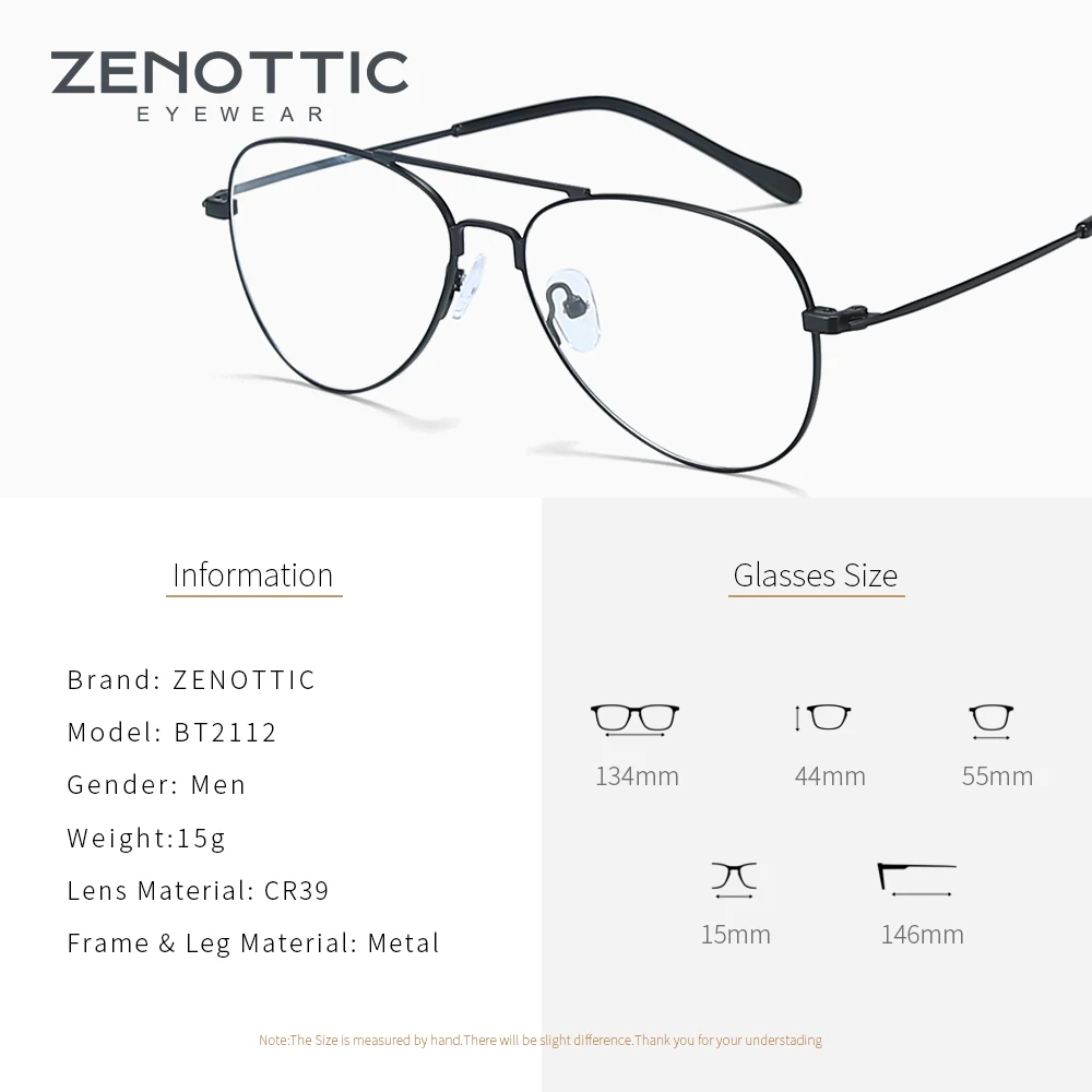 ZENOTTIC металлическая оправа для пилота Мужской Ультра светильник оптические очки